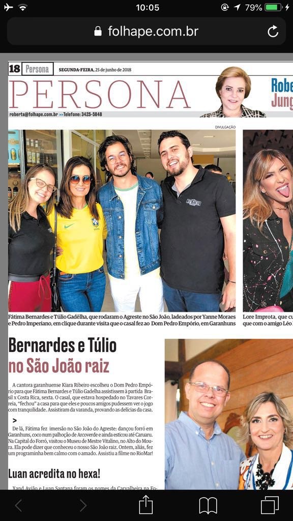 A nota na Folha de Pernambuco (coluna Persona, junho de 2018) sobre a visita.