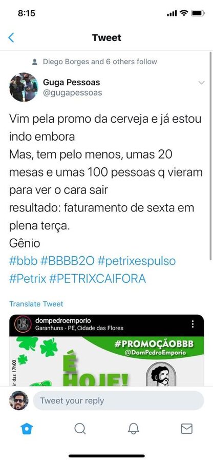 O tweet do cliente: